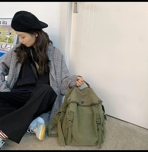 Vista 3 de Bolso bandolera de lona para mujer y hombre, para la escuela, estética, estilo hobo, vintage, Harajuku, hippie, bolso de hombro