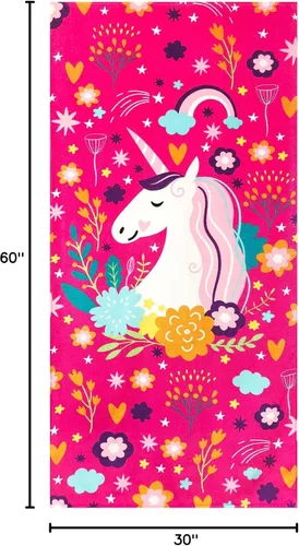Vista 7 de Softerry Love Unicorn - Toalla de playa con diseño de arcoíris, 30 x 60 pulgadas, 100% terciopelo de algodón (30 x 60 pulgadas, rosa)