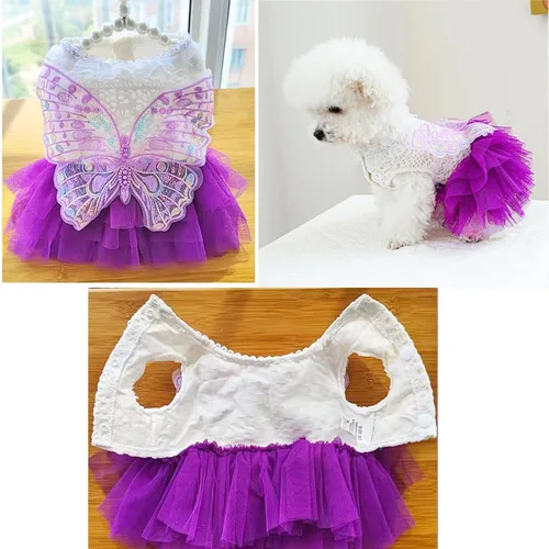 Vista 9 de ANIAC Daisy Vestidos para Perros Pequeños Hembra con Anillo para Correa, Nudo de Lazo Vestido de Boda para Cachorra, Traje de Gato de San Valentín