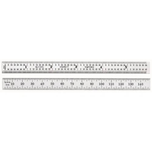 Vista 24 de Starrett Regla de acero totalmente flexible con acabado cromado satinado, lectura rápida y graduación en pulgadas, graduación 3R, 6 pulgadas