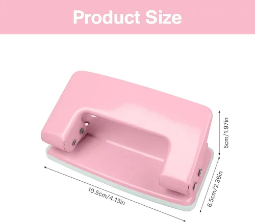 Vista 7 de Perforadora de 2 agujeros, perforadora para manualidades, herramienta de perforación de doble agujero, perforadora manual de hojas sueltas, Rosa