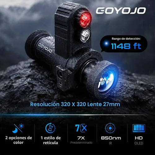 Vista 2 de Gafas monoculares de visión nocturna montadas en la cabeza con correa elástica para la cabeza, aumento predeterminado 7X, equipo NVG rango de 1148