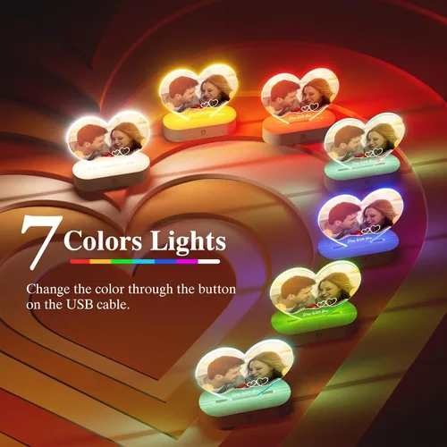 Vista 4 de Bemaystar Regalos personalizados con luz nocturna, lámpara de amor, regalos personalizados para mujeres, hombres, parejas, aniversario de San