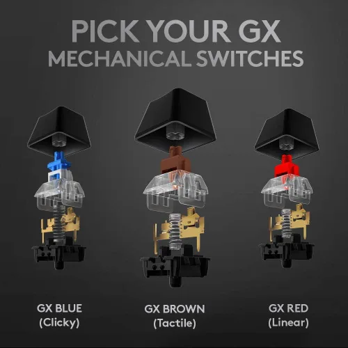Vista 3 de Logitech G Teclado mecánico para juegos con retroiluminación RGB 513 con interruptores de teclas GX azules carbono