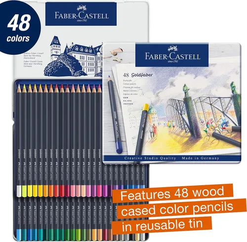 Vista 3 de Faber-Castell Creative Studio Goldfaber - Lápices de colores, lata de 48