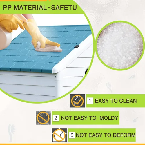 Vista 4 de Casa para perros, perreras para perros al aire libre, refugio impermeable para mascotas, perrera de plástico duradero para perros pequeños, medianos