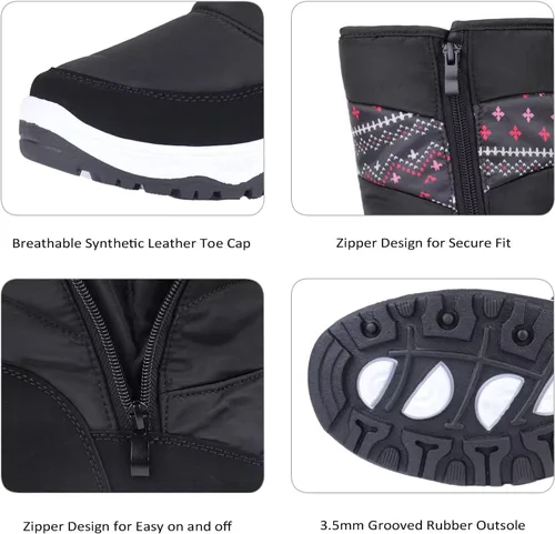 Vista 5 de Botas de nieve para mujer, doble invierno, impermeables, forradas con piel, cálidas, antideslizantes