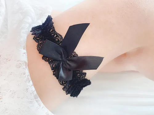Vista 3 de Ligueras de encaje sexy para novia elásticas para baile de graduación con lazo