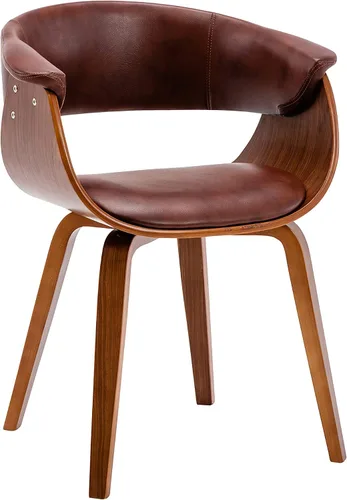 Vista 3 de Porthos Home Meir Silla de comedor con respaldo ergonómico curvado y asiento en tapicería de poliuretano resistente al agua y a las manchas, patas