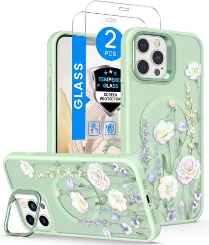 Vista 14 de Dretal para Funda iPhone 12, Funda iPhone 12 Pro Floral, con Protector de Pantalla, Soporte para Cámara, Protección de Grado Militar, Funda