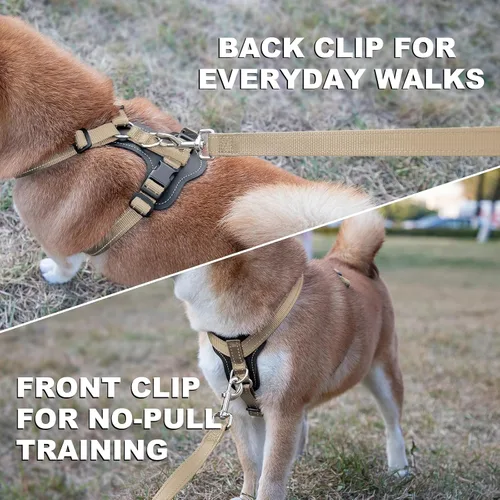 Vista 3 de Plutus Pet Arnés ajustable sin tirones para perro con detalles de cuero, chaleco de nailon reflectante resistente para entrenamiento, senderismo