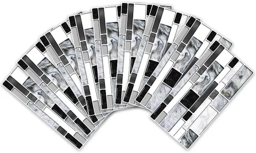 Vista 11 de Alwayspon Adhesivo de transferencia de azulejos con efecto mármol, adhesivo autoadhesivo para pared, calcomanías de azulejos para decoración