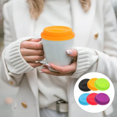 Vista 9 de 6 fundas de silicona para tazas, reutilizables, a prueba de polvo, para tazas y vasos, ajuste universal, material de silicona de grado alimenticio