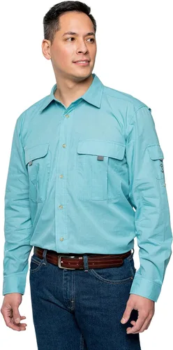 Vista 2 de Insect Shield Camisa de pesca de manga larga para hombre con protección contra insectos integrada UPF 30+