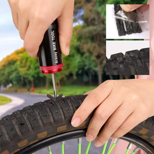 Vista 4 de Kit de reparación de neumáticos de bicicleta sin cámara para neumáticos de bicicleta de montaña y carretera, resma combinada, aspecto de cápsula