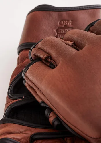 Vista 3 de PRO Heritage - Guantes de cuero marrón para MMA, cuero de vaca genuino de grano completo (S, M)