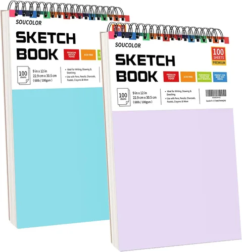 Vista 18 de Soucolor Suministros Escolares Cuaderno de bocetos de 9 x 12 pulgadas para profesor y estudiante de secundaria, paquete de 1 cuaderno de bocetos
