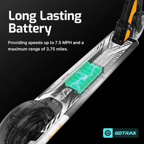 Vista 6 de Gotrax Electric Scooter for Kids 6-12, Max 3.75 Mile & 7.5Mph,Thumb Control Negro