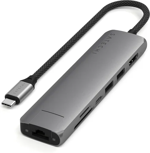 Vista 10 de Satechi Hub USB-C 7 en 1 con Ethernet, HDMI 4K/60Hz, negro Negro - Slim PLUS