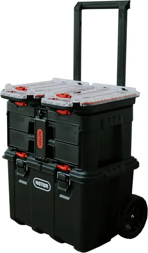 Vista 14 de Keter Stack-n-Roll - Sistema de almacenamiento de herramientas con ruedas de 3 piezas – Incluye carro, caja de herramientas y estuche profundo