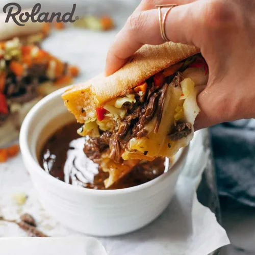 Vista 6 de Roland Foods Chicago Style Mild Giardiniera, condimento de pimienta italiana, procedente de los Estados Unidos, bolsa de 56 onzas