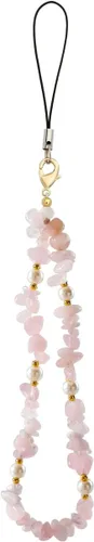Vista 12 de Correa de muñeca para teléfono, con piedras preciosas naturales, con cuentas para teléfono celular, para mujeres y niñas (negro)