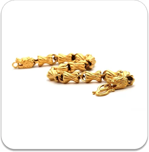 Vista 4 de Pulsera chapada en oro de 18 quilates con cabeza de dragón, pulsera de eslabones de chorro de arena, Metal, Sin gemas.