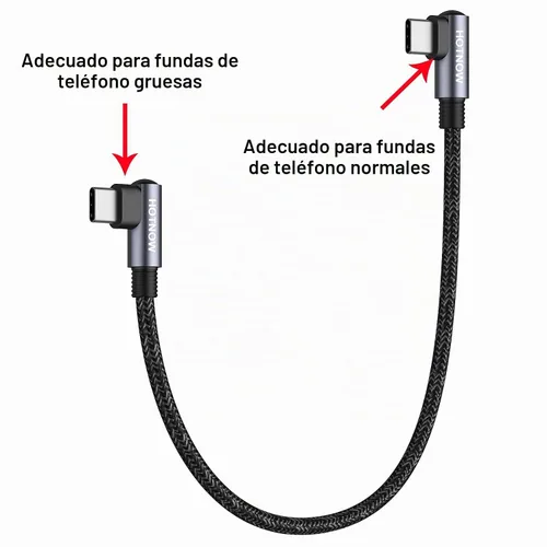 Vista 7 de Cable USB C a USB C en ángulo recto de 1 pie, paquete de 3 unidades, 12 pulgadas PD 65 W tipo C USB 2.0 cable de carga rápida Negro