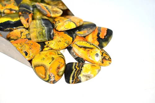 Vista 4 de Lote de cabujones de piedras preciosas sueltas de jaspe abejorro natural, piedra preciosa suelta para fabricación de joyas, cristales curativos