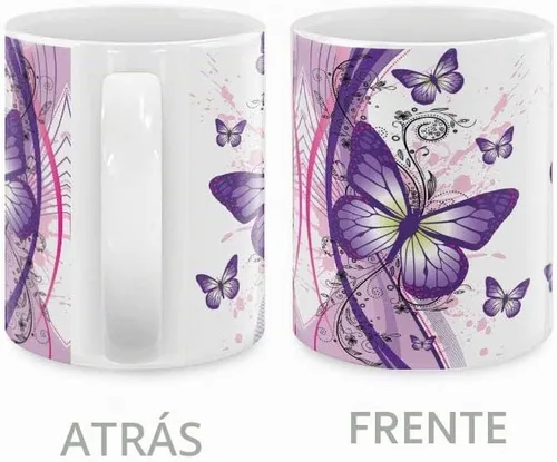 Vista 3 de MUGBREW Taza de té de cerámica de la taza de café de la mariposa púrpura de 2 tonos, 11 OZ
