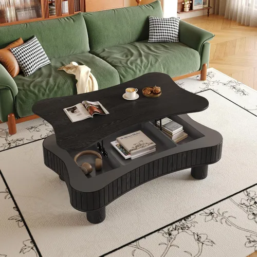 Vista 36 de Mesa auxiliar cuadrada de 31.52 pulgadas con almacenamiento, ratán natural y cuerda de cáñamo, función ajustable, mesa central vintage de granja