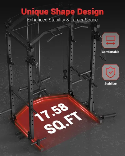 Vista 9 de GarveeLife Power Cage, Multi-Functional Power Racks for Home Gym with Cable Crossover System, 1600 LBS Weight Capacity Fitness Squat Rack for