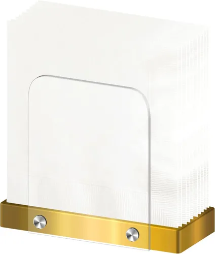 Vista 5 de Servilletero moderno para cocina, servilletero de pie para mesas, acrílico transparente y base de acero dorado, decoración de cocina y comedor