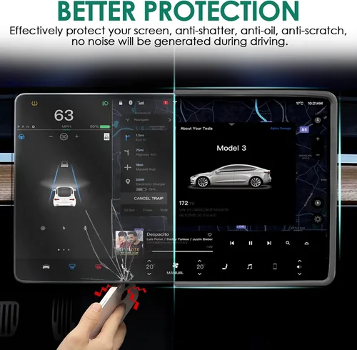 Vista 3 de Marco protector de pantalla compatible con Tesla Model 3 Modelo Y 2024 2023 2022 2021 2020 2019 cubierta protectora de borde de pantalla cubierta
