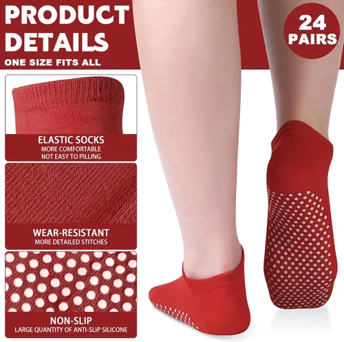 Vista 2 de Jspupifip 24 pares de calcetines de agarre de pilates a granel para mujeres, calcetines de yoga antideslizantes para el hogar, hospital, calcetines