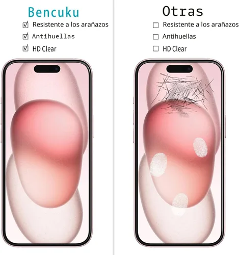 Vista 2 de (2 unidades) Protector de pantalla para iPhone 15 de vidrio templado de 6.1 pulgadas, fácil de instalar, sin burbujas, dureza 9H