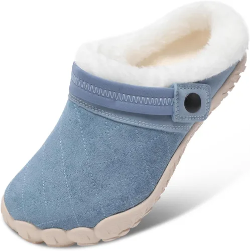 Vista 10 de Besroad - Pantuflas mullidas para mujer y hombre, esponjosas, cómodas, de espuma viscoelástica, para dormitorio marrón (All Brown)