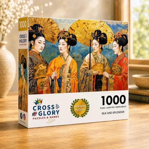 Vista 2 de Cross & Glory - Silk and Splendor: an Imperial Puzzle Panorama - Rompecabezas de 1000 piezas para adultos Arte de la dinastía Tang Mezcla