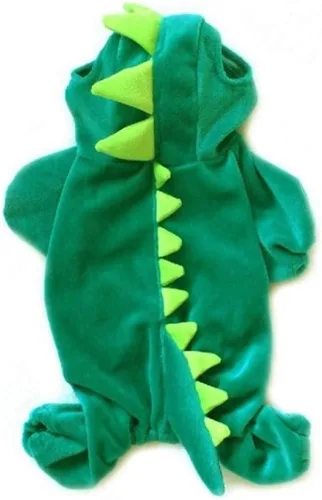 Vista 7 de NACOCO Disfraz de dinosaurio para perro de Halloween, diseño de ropa para mascotas, sudadera con capucha amarilla para perros medianos y grandes