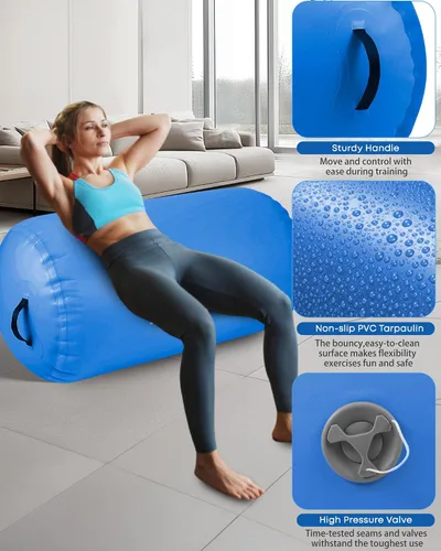 Vista 2 de Air Barrel - Barril de Aire Rodillo de Gimnasia para Entrenador de Flic Flac Hacia Atrás, Colchoneta de Aire con Bomba para Entrenamiento