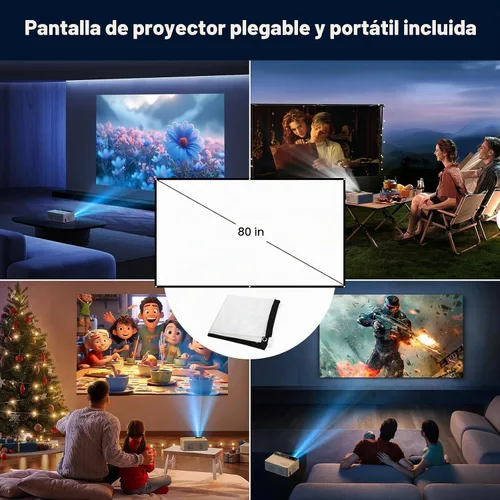 Vista 2 de TMY Mini proyector, proyector Bluetooth mejorado con pantalla, proyector portátil Full HD de 1080P, proyector de películas compatible con TV Stick