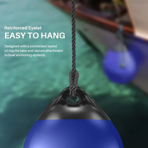 Vista 4 de Pair of Vinyl Boat Buoy Balls, 9.8 x 12.2 Inches Round Boat fenders Ball for Boat Mooring Buoys, Anchor Float Buoy and Mooring Fender