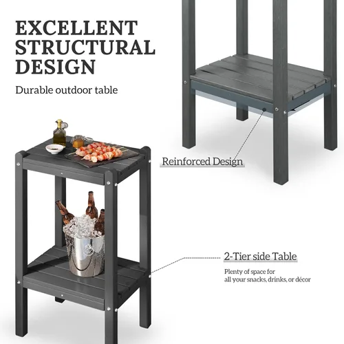 Vista 5 de WestinTrends Malibu Adirondack HDPE - Mesa auxiliar de 2 niveles para patio, 36 pulgadas, color marrón oscuro
