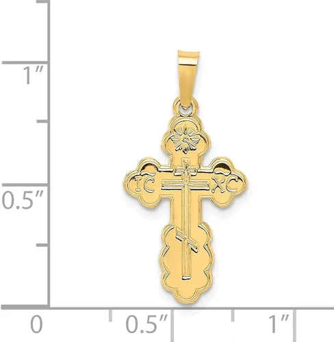 Vista 3 de Diamond2Deal Colgante y dije de cruz ortodoxa oriental de oro amarillo de 14 quilates para mujer, Metal, No es una piedra preciosa