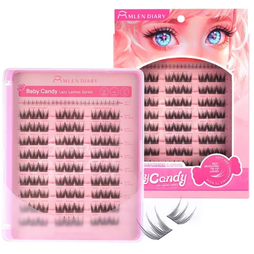 Vista 25 de MLEN DIARY Kit de 80 racimos de pestañas naturales, rizo C, kit de extensiones de pestañas con pinzas removedoras de pestañas de 0.335-0.492 in
