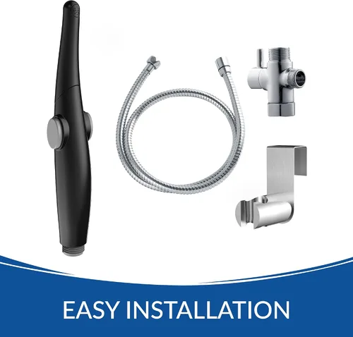 Vista 7 de Bidé Bio Rociador manual de bidé para el lavado posterior y femenino con manguera de acero inoxidable y kit de montaje, negro