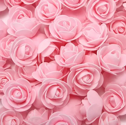 Vista 13 de 500 piezas de mini cabezas de rosas artificiales de espuma de polietileno, flores artificiales hechas a mano, ramo de novia de boda, decoración