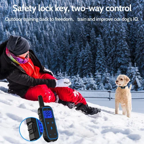 Vista 5 de Collar eléctrico de entrenamiento para perros con 4 modos de entrenamiento y control remoto recargable, rango impermeable de 3300 pies para perros