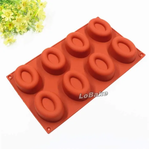 Vista 2 de 8 cavidades ovaladas forma de donut molde de silicona moldes de jabón herramientas de chocolate moldes de fondant moldes de galletas panadería DIY