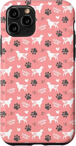 Vista 29 de Golden Retriever - Carcasa para iPhone 17, diseño de mamá y perro, diseño floral, color rosa